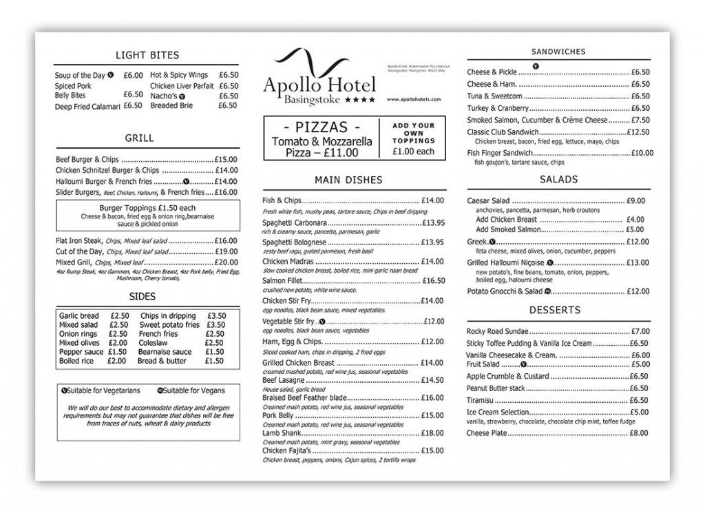 Apollo 2021 menu